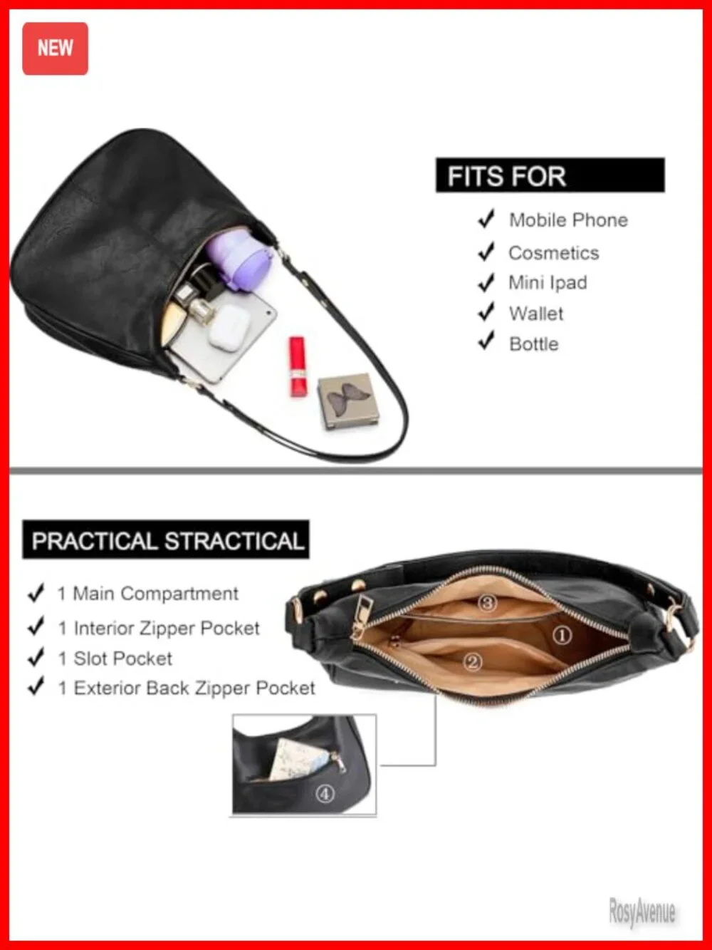 Ultra Soft Foldable Vegan Leather Shoulder Bag Hobo Handbag Crossbody Tote